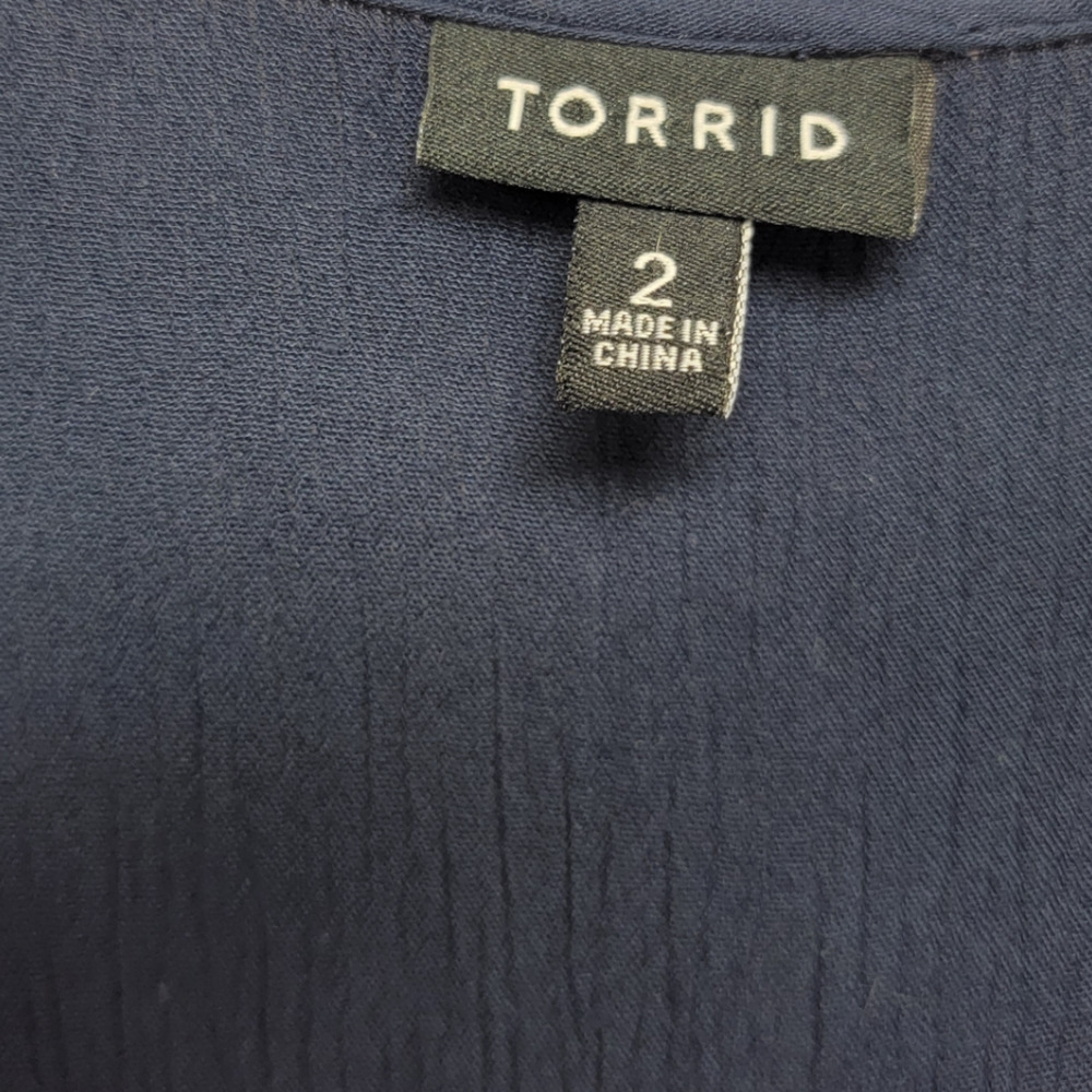 Torrid Women's Button Front High Low A-line Midi Dress Navy Blue Size 2X - Picture 4 of 5